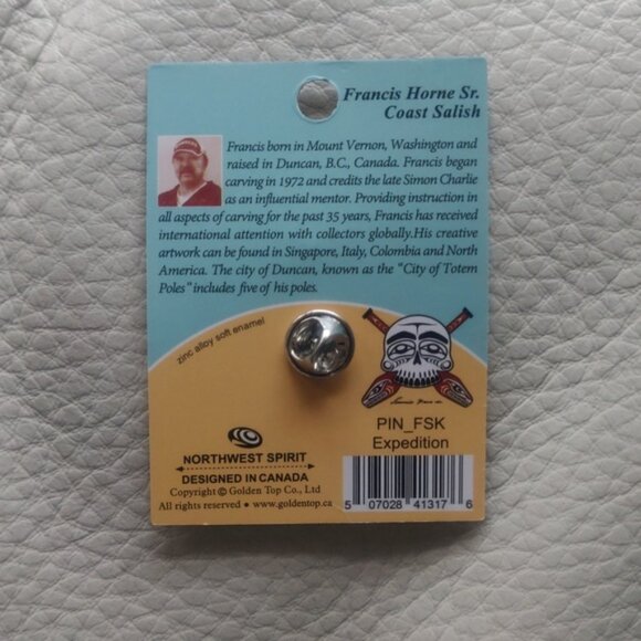 'Expedition' Pin Indigenous Design by Francis Horne Sr., Coast Salish - Picture 2 of 3